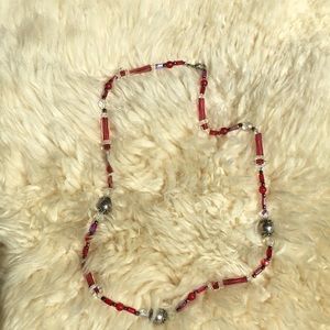 Beautiful glass and silver bead necklace.